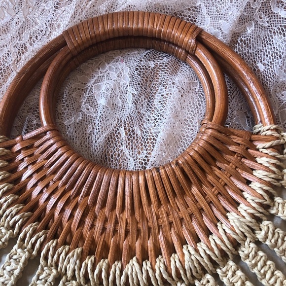 Vintage Macrame Toyo and Wooden Handle Purse - Picture 4 of 9